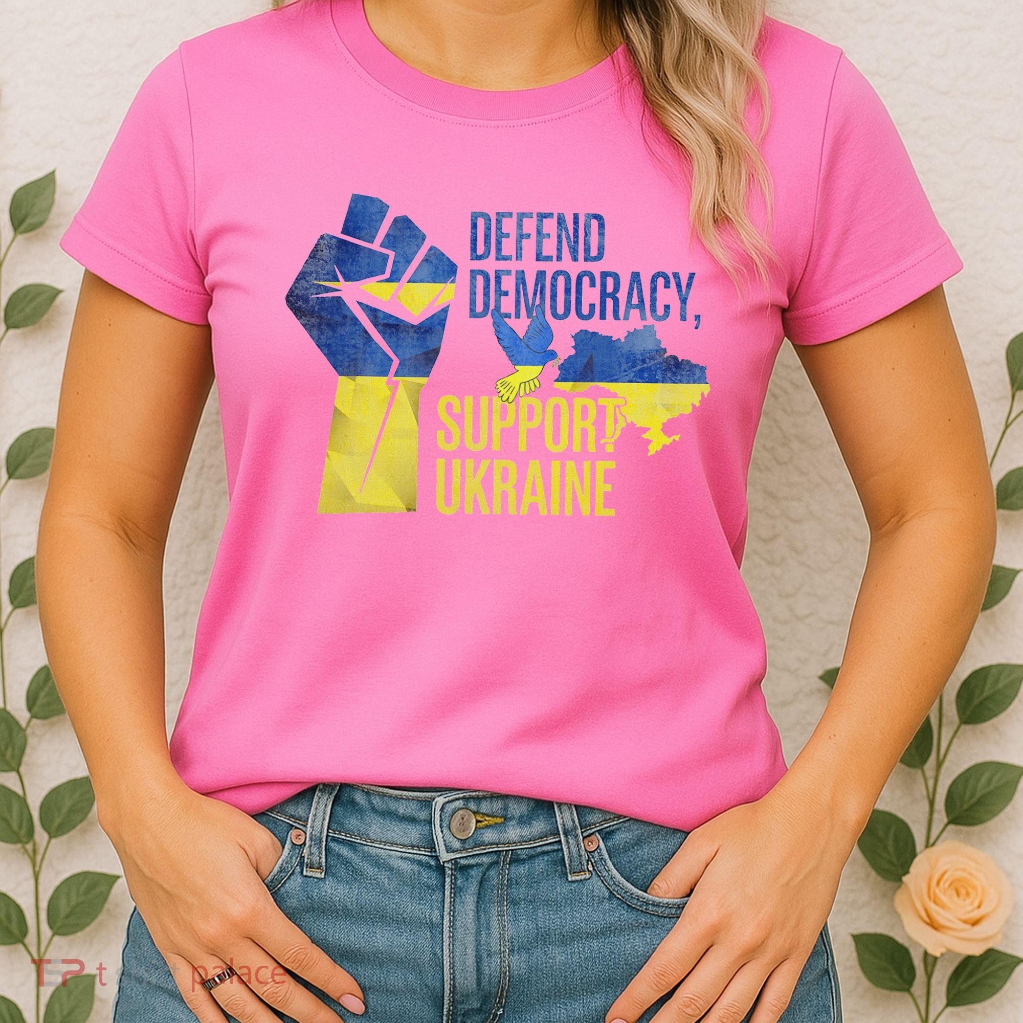 Defend Democracy Support Ukraine Zelensky Ukrainian Flag Women's T-Shirt