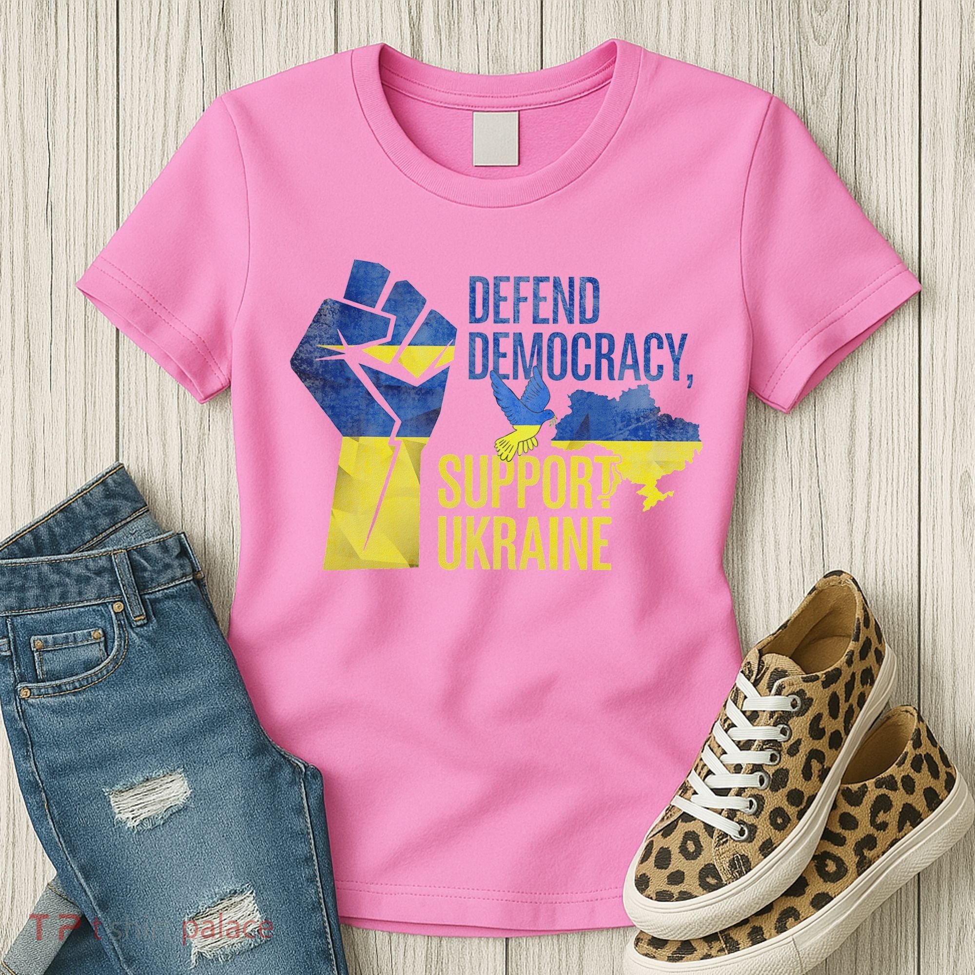 Defend Democracy Support Ukraine Zelensky Ukrainian Flag Women's T-Shirt