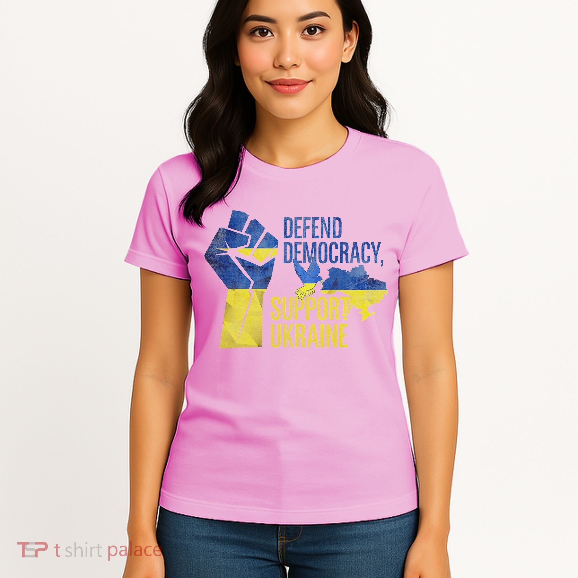 Defend Democracy Support Ukraine Zelensky Ukrainian Flag Women's T-Shirt