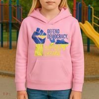 Defend Democracy Support Ukraine Zelensky Ukrainian Flag Kids Hoodie thumb 3