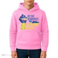 Defend Democracy Support Ukraine Zelensky Ukrainian Flag Kids Hoodie thumb 4