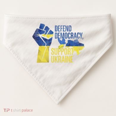 Defend Democracy Support Ukraine Zelensky Ukrainian Flag USA-Made Doggie Bandana