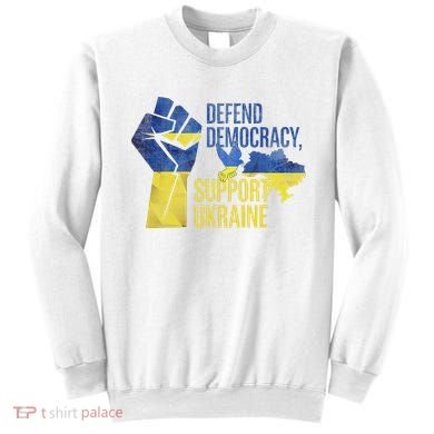 Defend Democracy Support Ukraine Zelensky Ukrainian Flag Sweatshirt