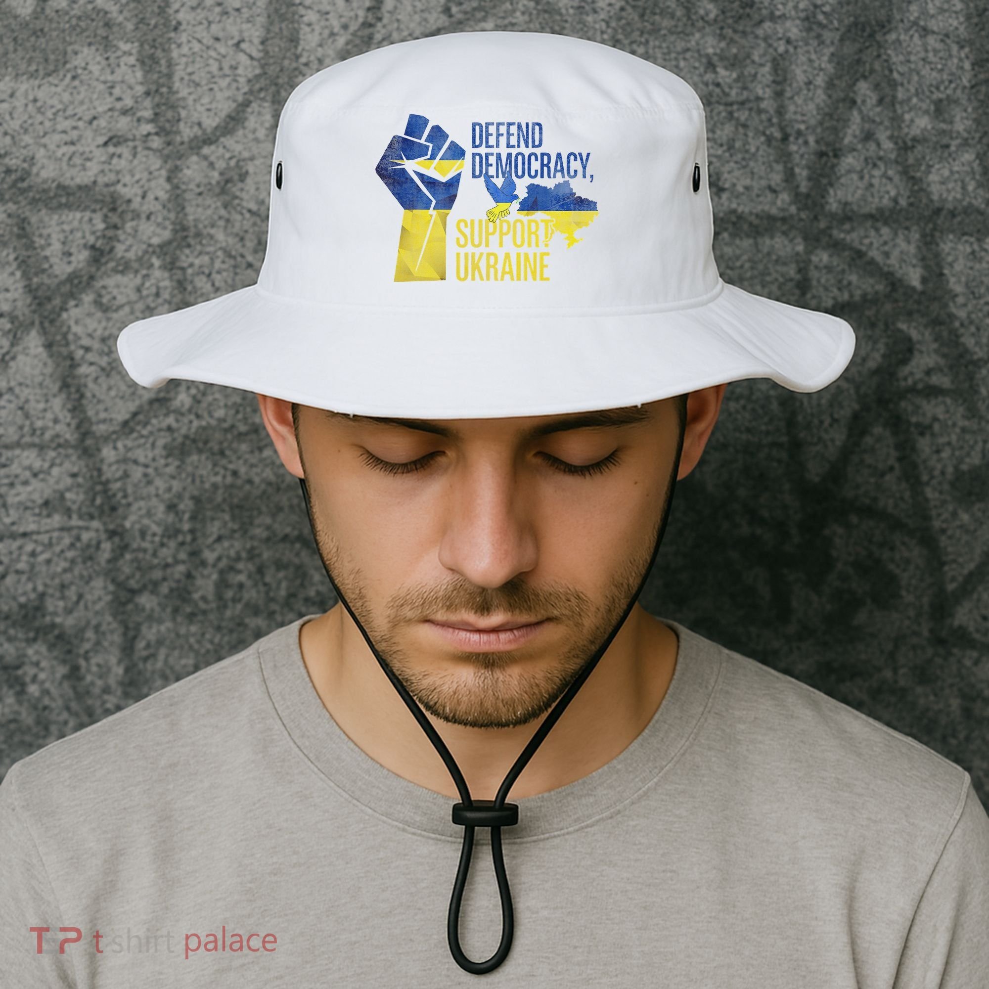 Defend Democracy Support Ukraine Zelensky Ukrainian Flag Bucket Hat