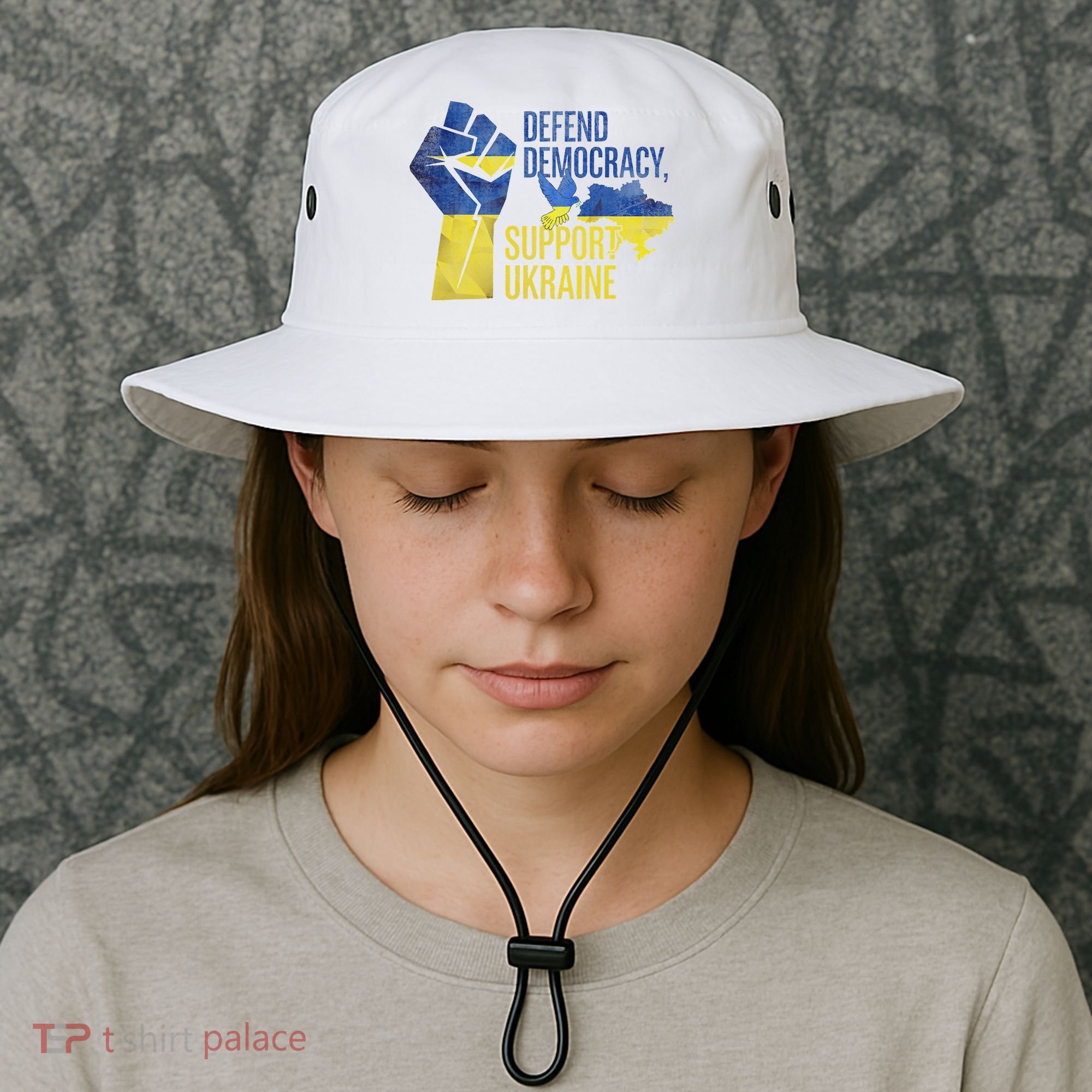 Defend Democracy Support Ukraine Zelensky Ukrainian Flag Bucket Hat