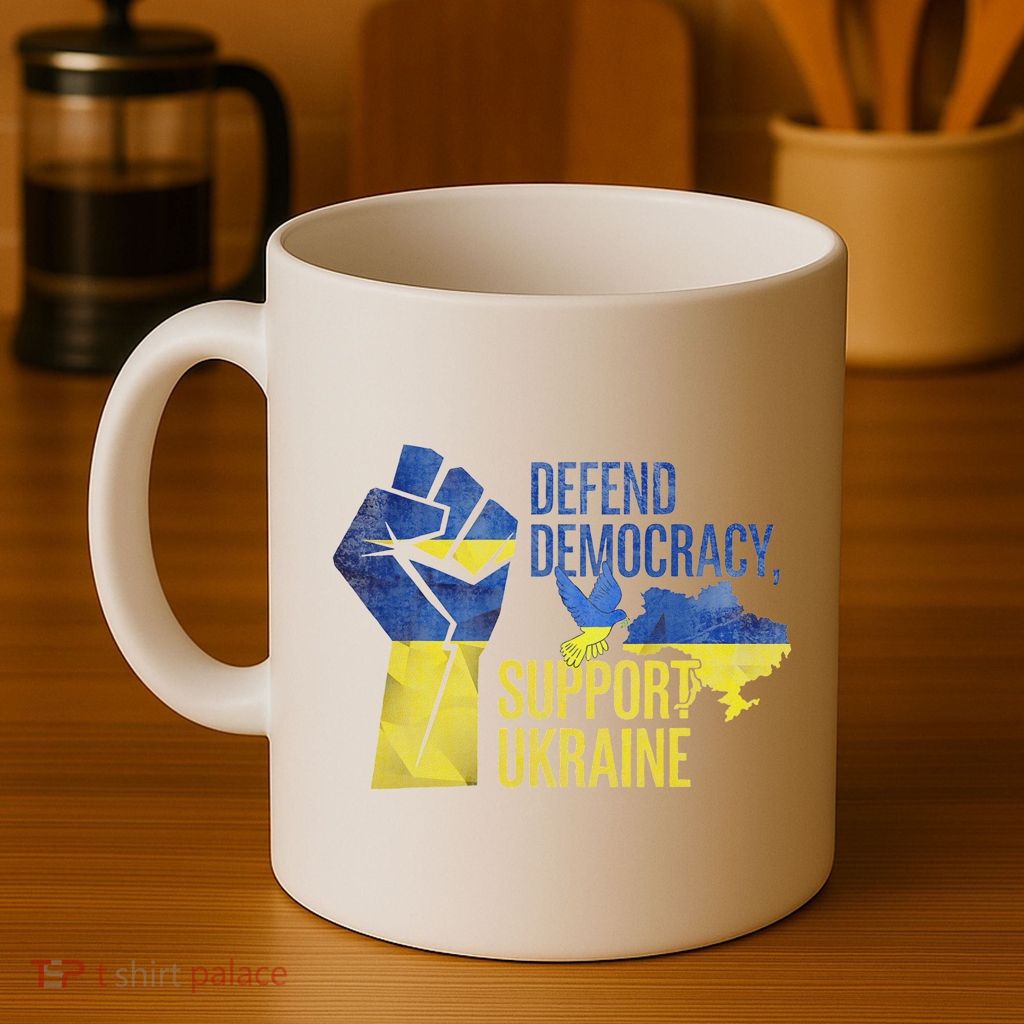 Defend Democracy Support Ukraine Zelensky Ukrainian Flag Coffee Mug