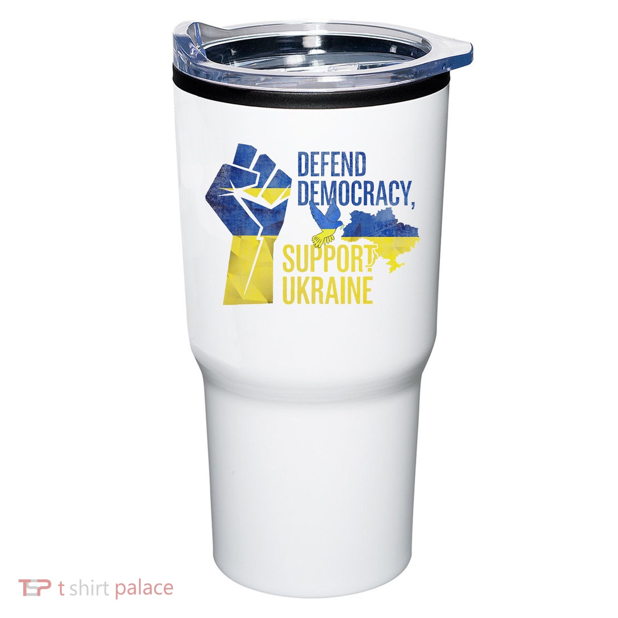Defend Democracy Support Ukraine Zelensky Ukrainian Flag Tumbler