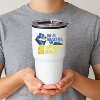 Defend Democracy Support Ukraine Zelensky Ukrainian Flag Tumbler thumb 2