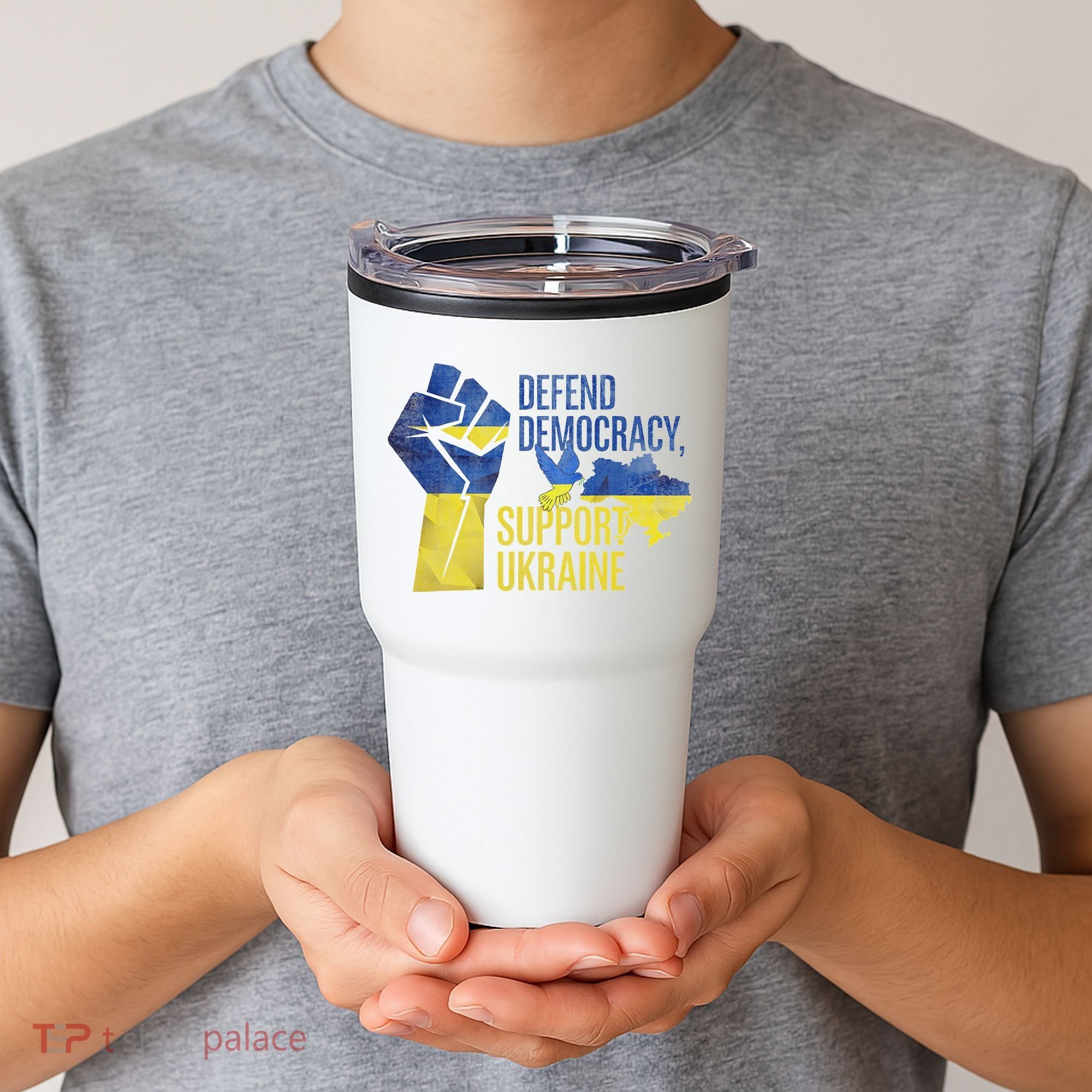 Defend Democracy Support Ukraine Zelensky Ukrainian Flag Tumbler