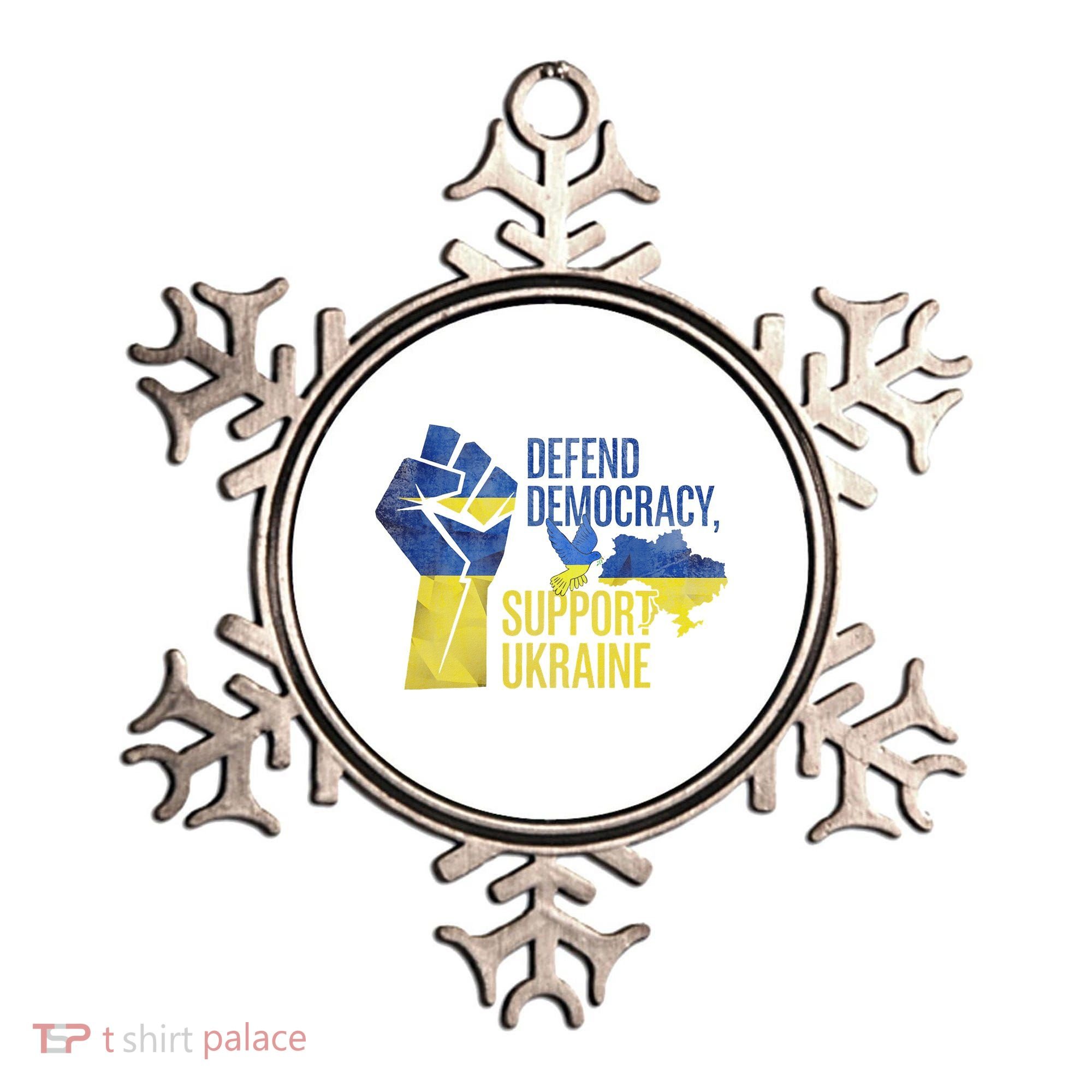 Defend Democracy Support Ukraine Zelensky Ukrainian Flag Ornament