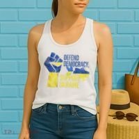 Defend Democracy Support Ukraine Zelensky Ukrainian Flag Women's Tank Top thumb 2