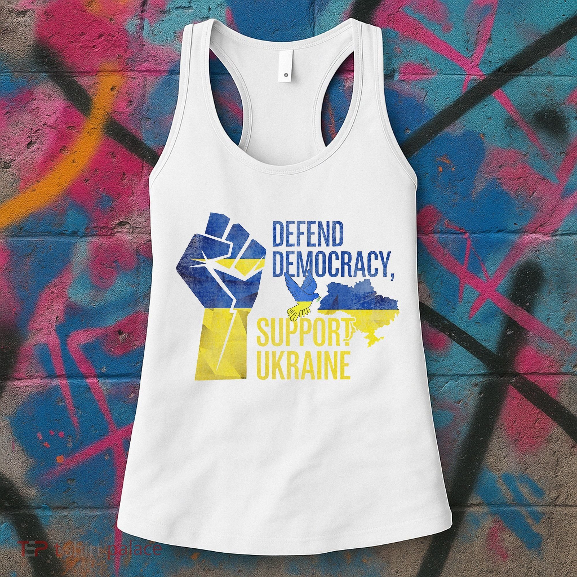 Defend Democracy Support Ukraine Zelensky Ukrainian Flag Women's Tank Top