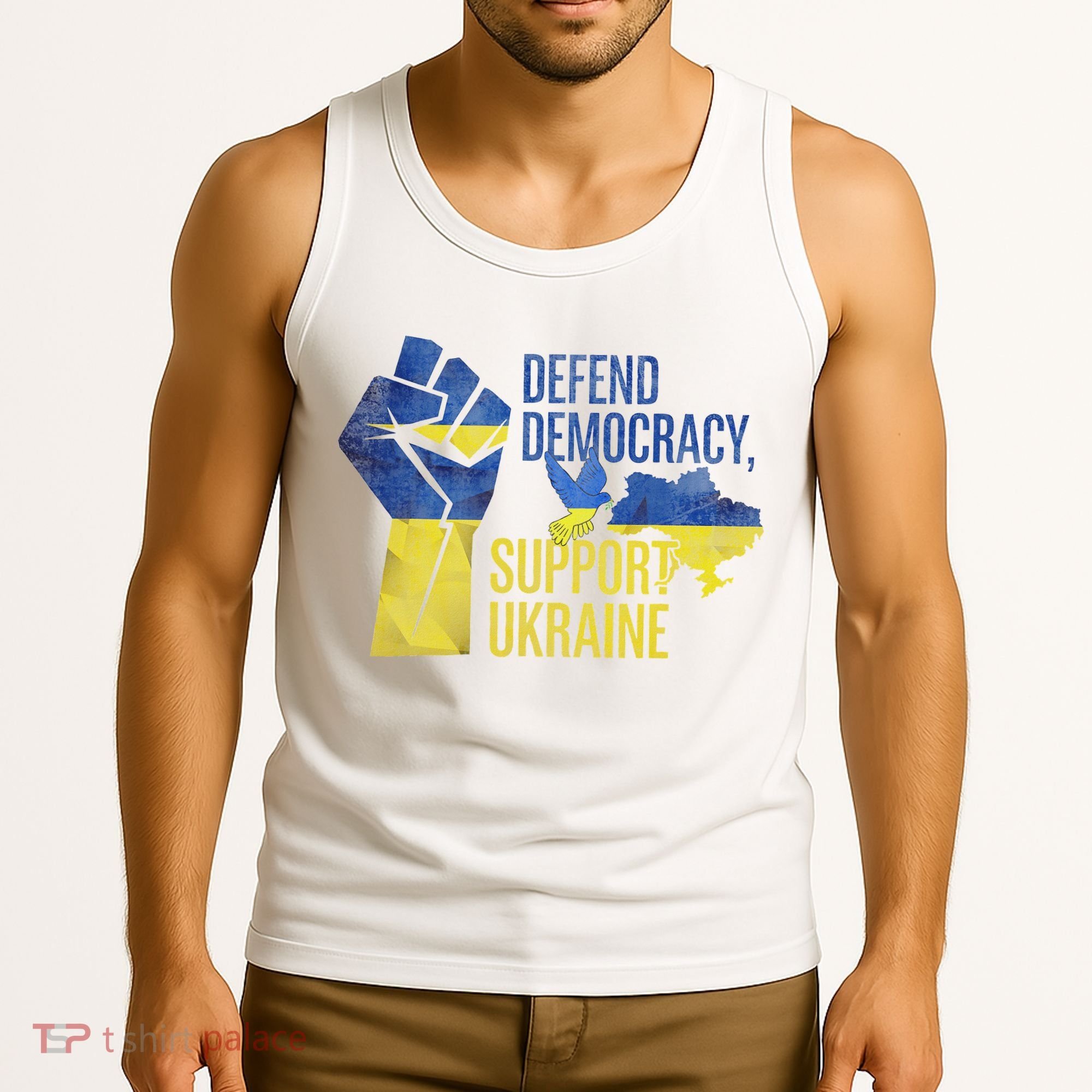 Defend Democracy Support Ukraine Zelensky Ukrainian Flag Tank Top