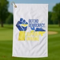 Defend Democracy Support Ukraine Zelensky Ukrainian Flag Golf Towel thumb 1