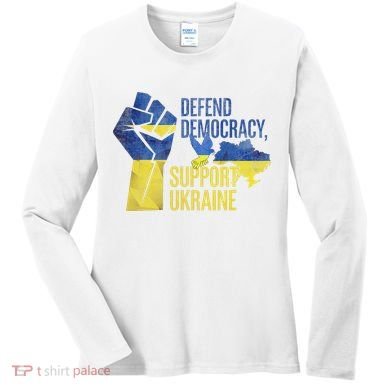 Defend Democracy Support Ukraine Zelensky Ukrainian Flag Women's Long Sleeve Shirt