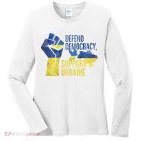 Defend Democracy Support Ukraine Zelensky Ukrainian Flag Women's Long Sleeve Shirt thumb 0