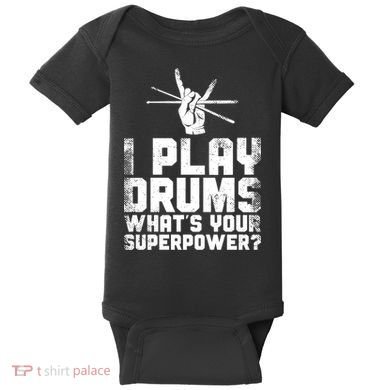 Drummer Drum Set Vintage I Play Drums What's Your Superpower Cool Gift Baby Bodysuit