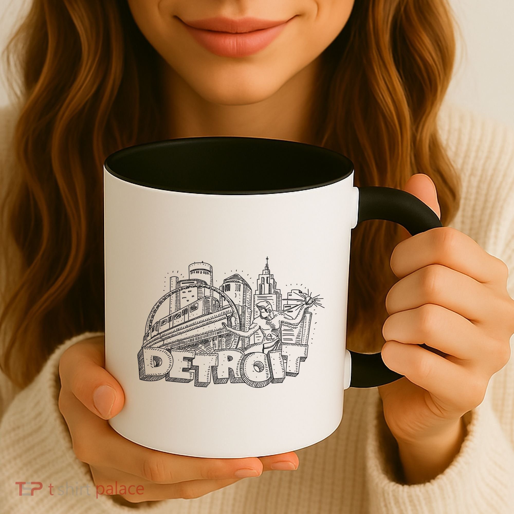 Detroit Drawing Skyline Coffee Mug