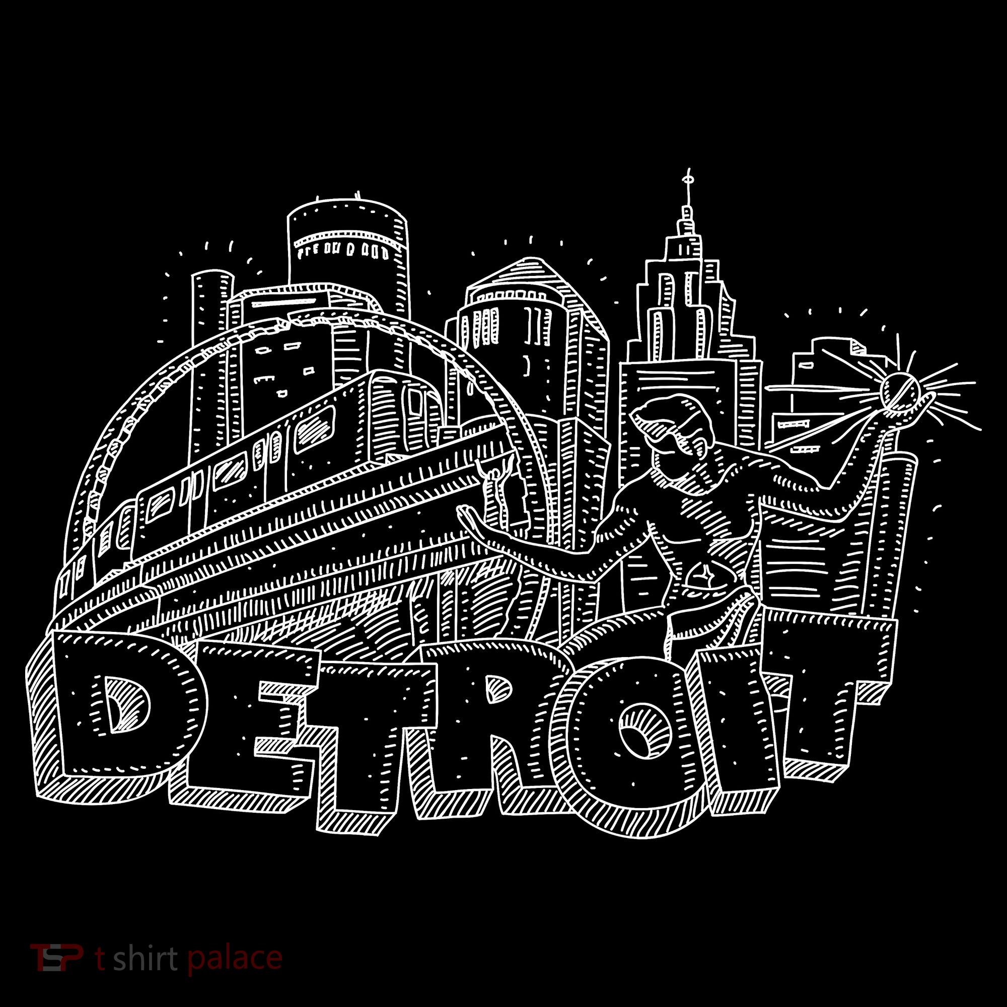 Detroit Drawing Skyline Ornament