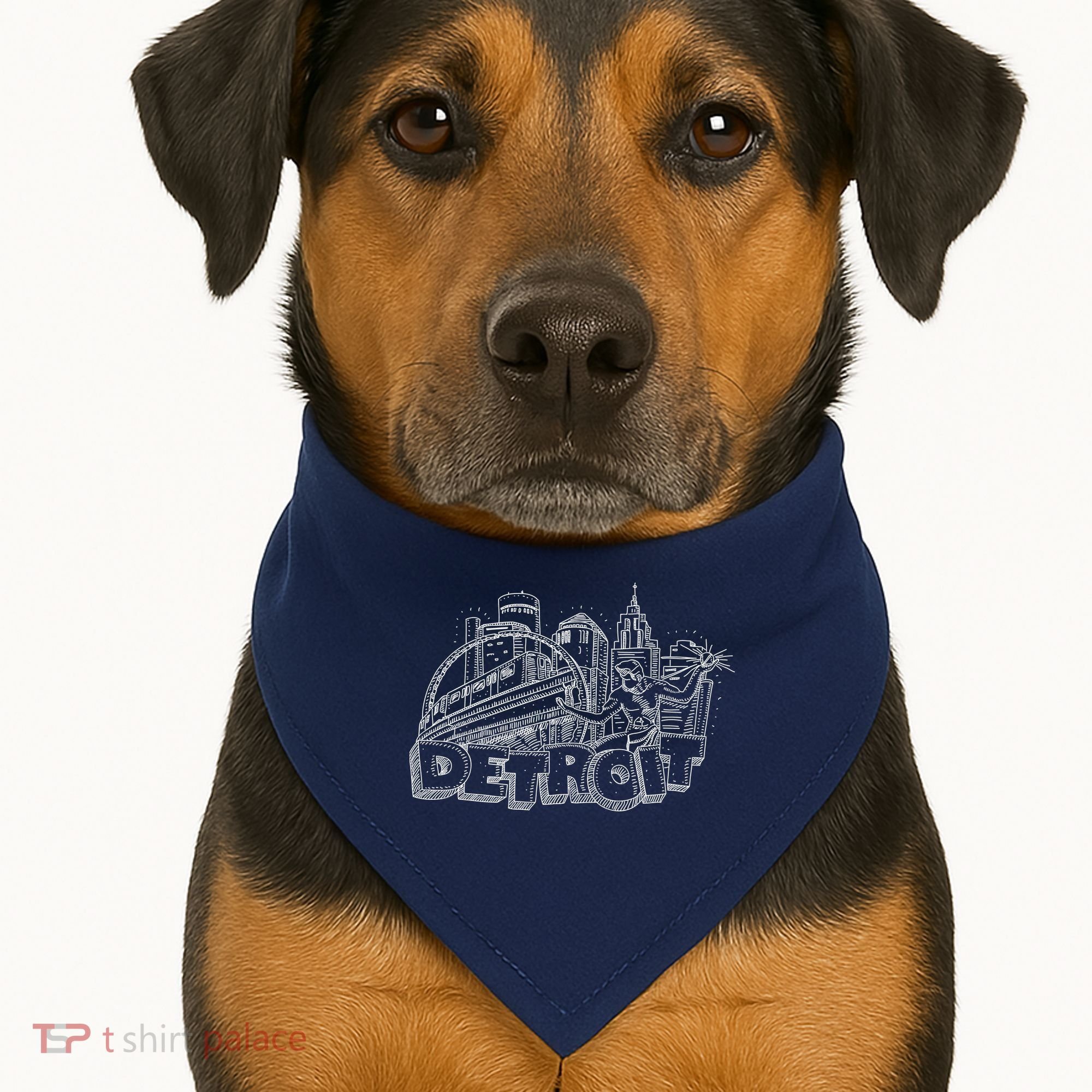 Detroit Drawing Skyline USA-Made Doggie Bandana
