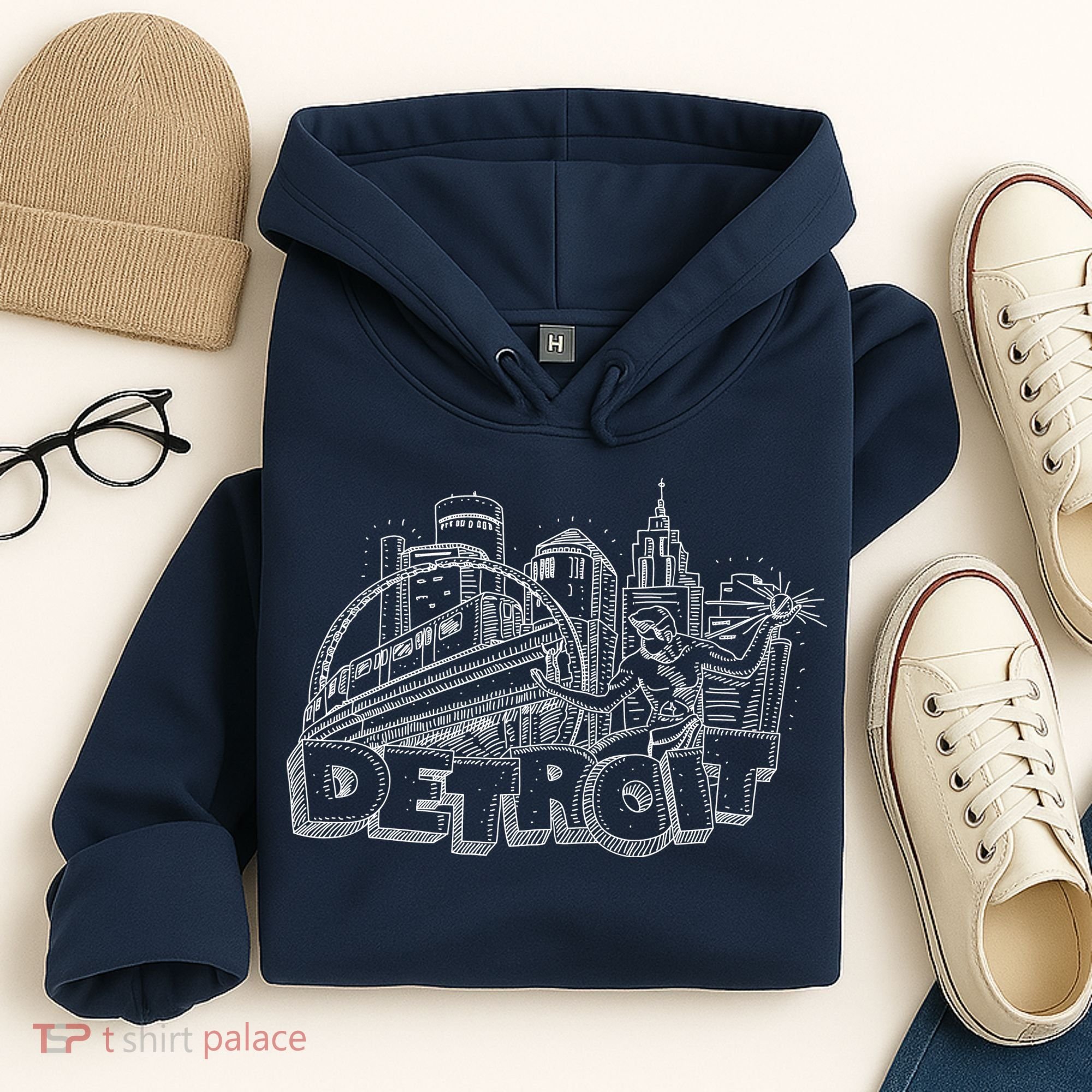Detroit Drawing Skyline Hoodie