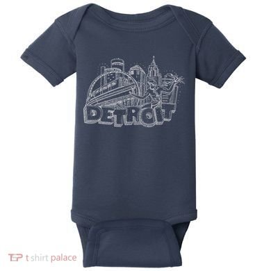 Detroit Drawing Skyline Baby Bodysuit