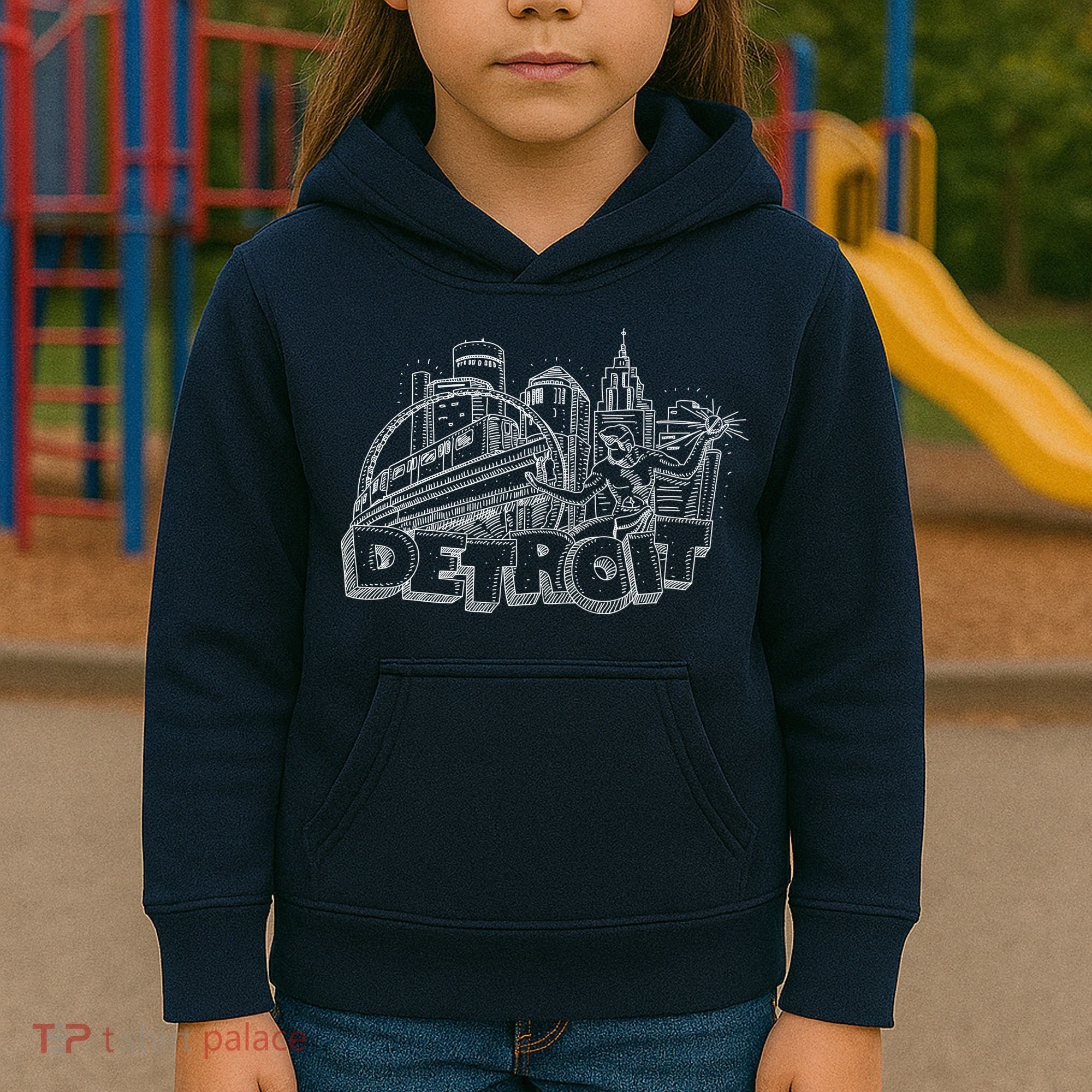 Detroit Drawing Skyline Kids Hoodie