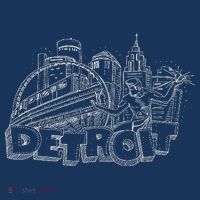 Detroit Drawing Skyline Kids Long Sleeve Shirt thumb 2
