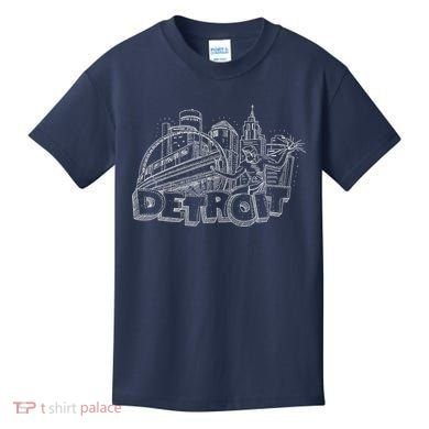 Detroit Drawing Skyline Kids T-Shirt