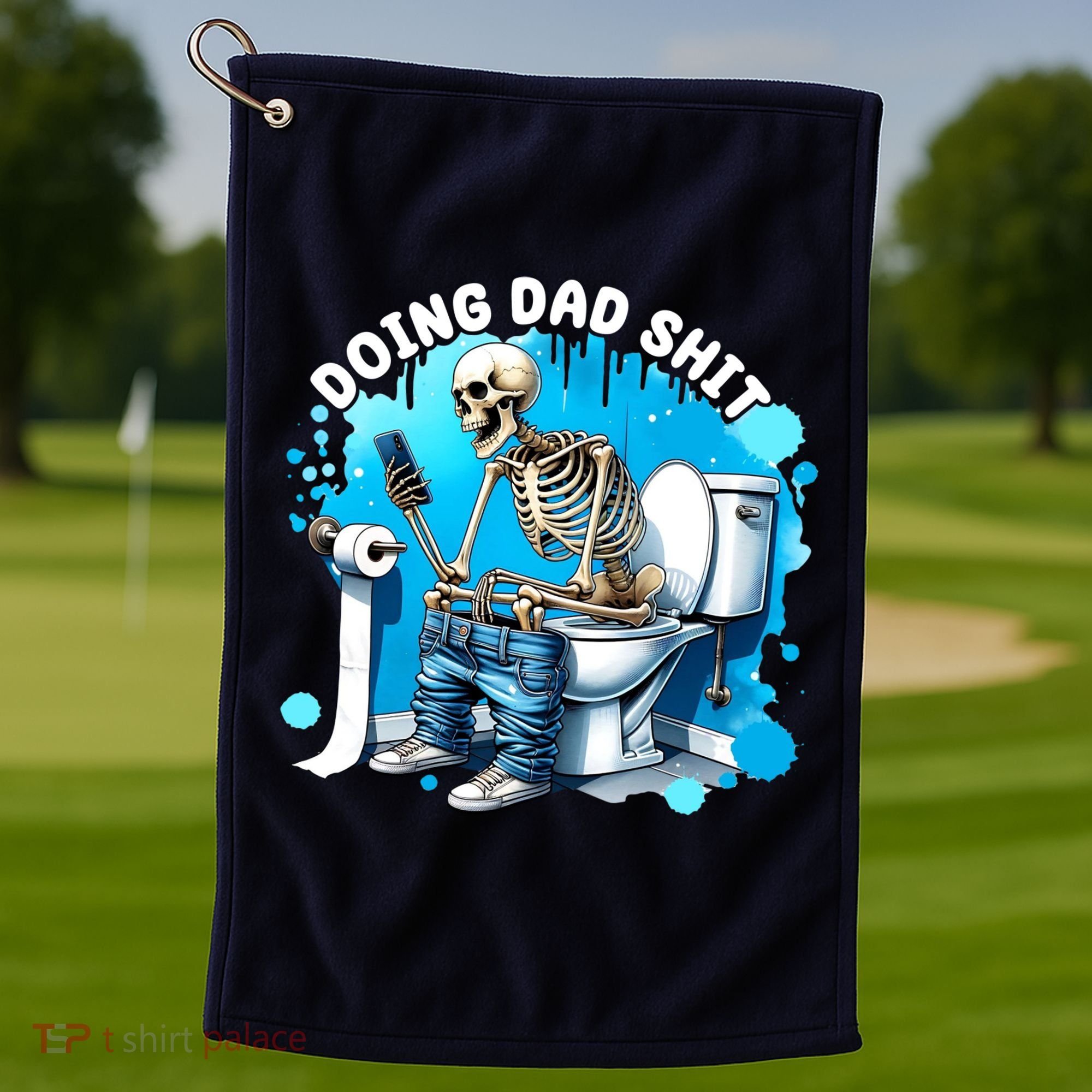 Doing Dad Shit Funny Skeleton Golf Towel