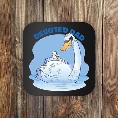 Devoted Dad Swan Fathers Day Gift Coaster