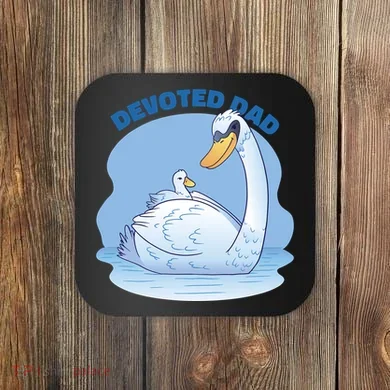 Devoted Dad Swan Fathers Day Gift Coaster