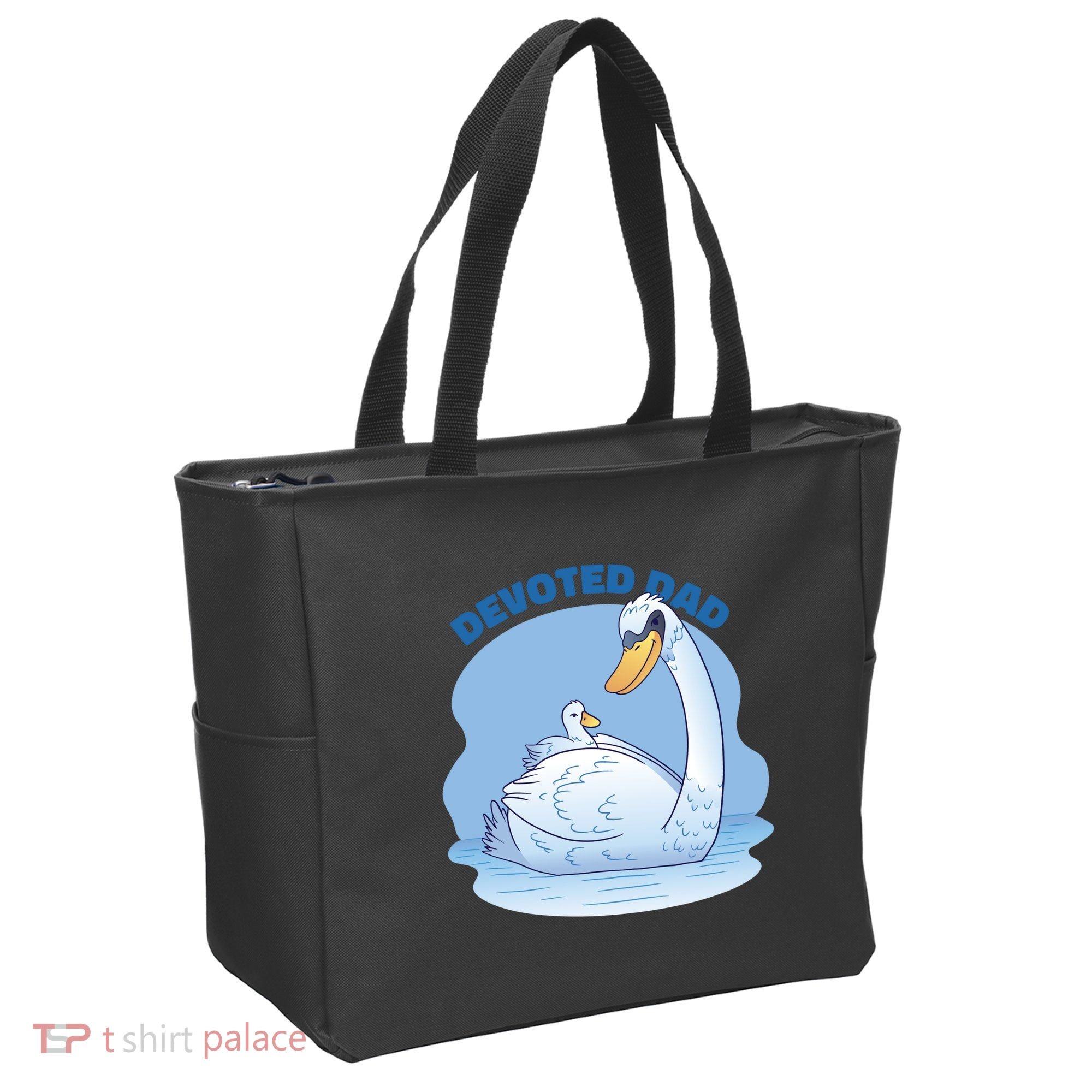Devoted Dad Swan Fathers Day Gift Tote Bag