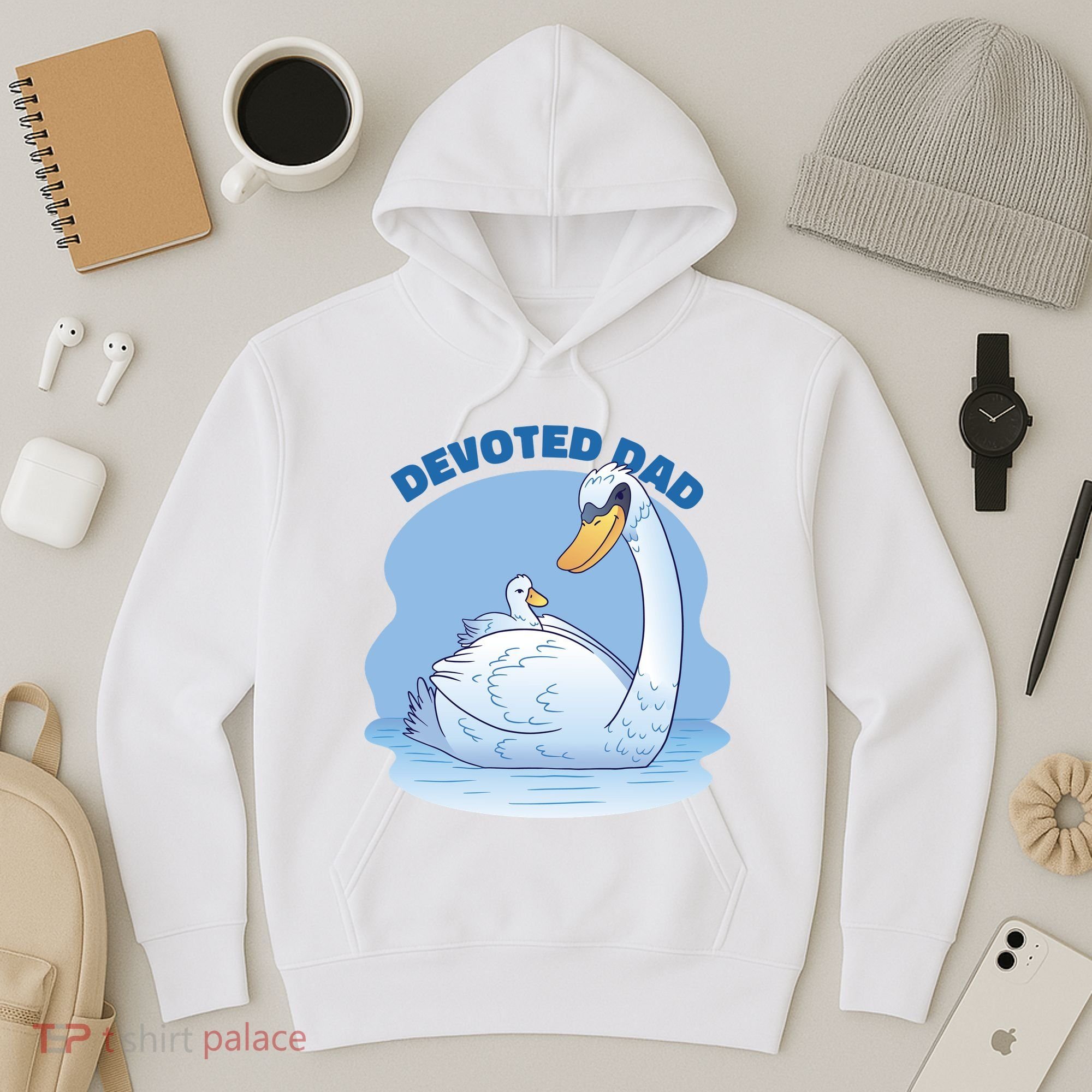 Devoted Dad Swan Fathers Day Gift Hoodie