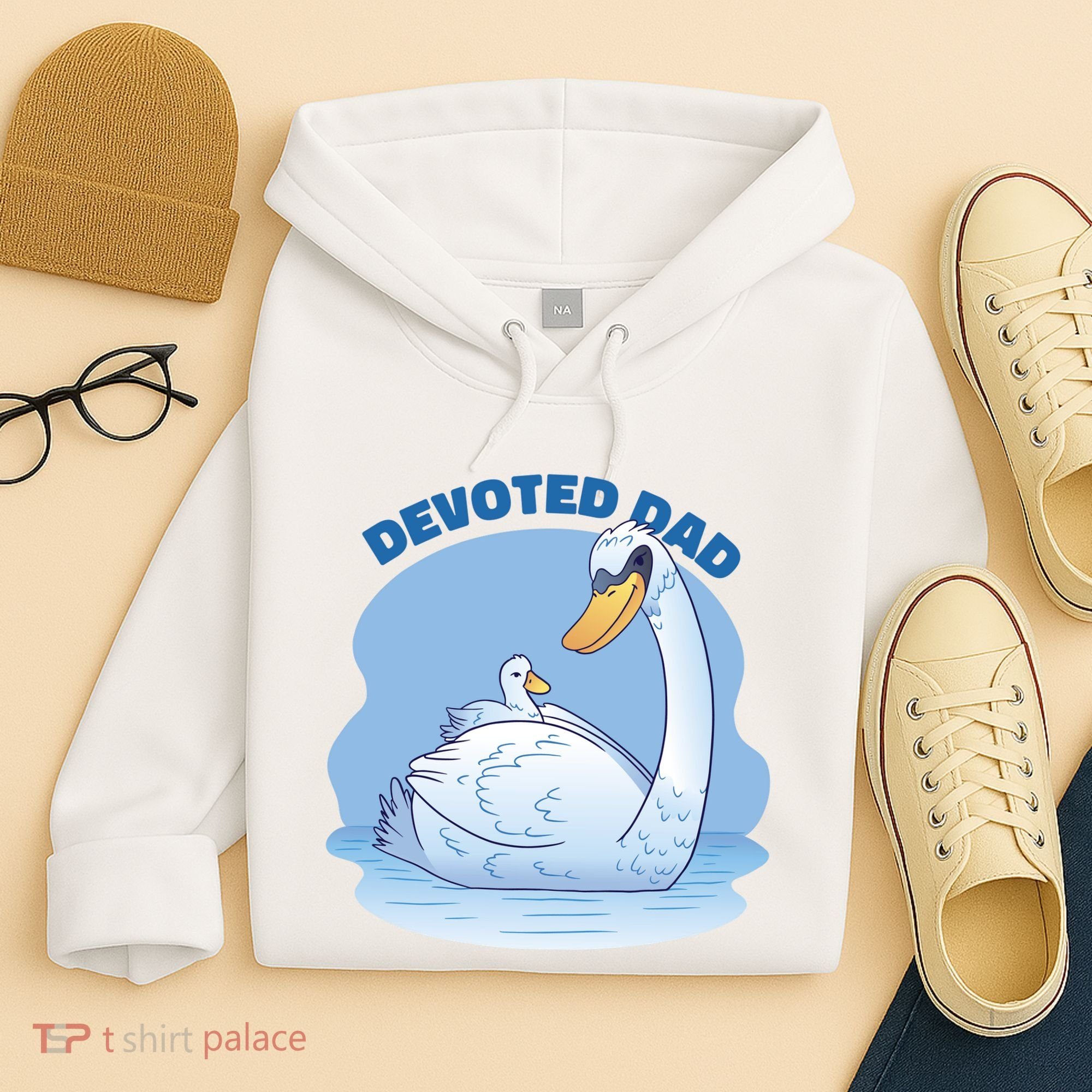 Devoted Dad Swan Fathers Day Gift Hoodie
