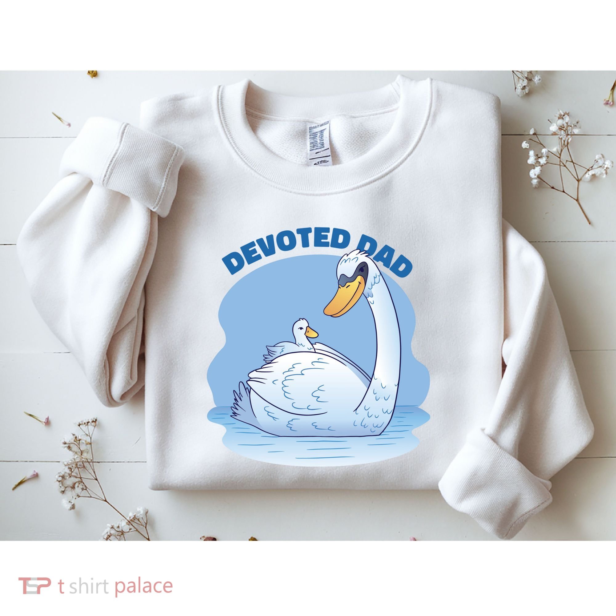 Devoted Dad Swan Fathers Day Gift Sweatshirt