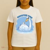 Devoted Dad Swan Fathers Day Gift T-Shirt thumb 4