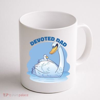 Devoted Dad Swan Fathers Day Gift Coffee Mug back