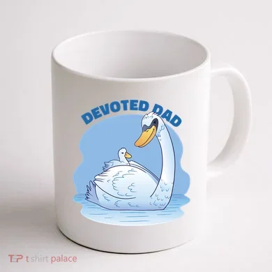 Devoted Dad Swan Fathers Day Gift Coffee Mug back