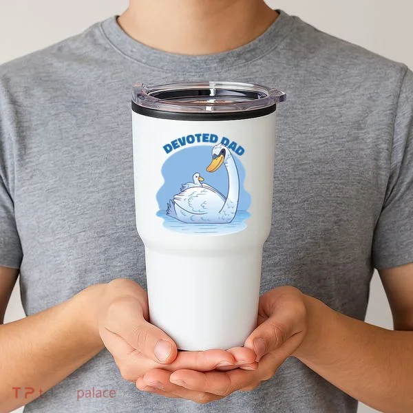 Devoted Dad Swan Fathers Day Gift Tumbler