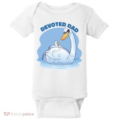 Devoted Dad Swan Fathers Day Gift Baby Bodysuit