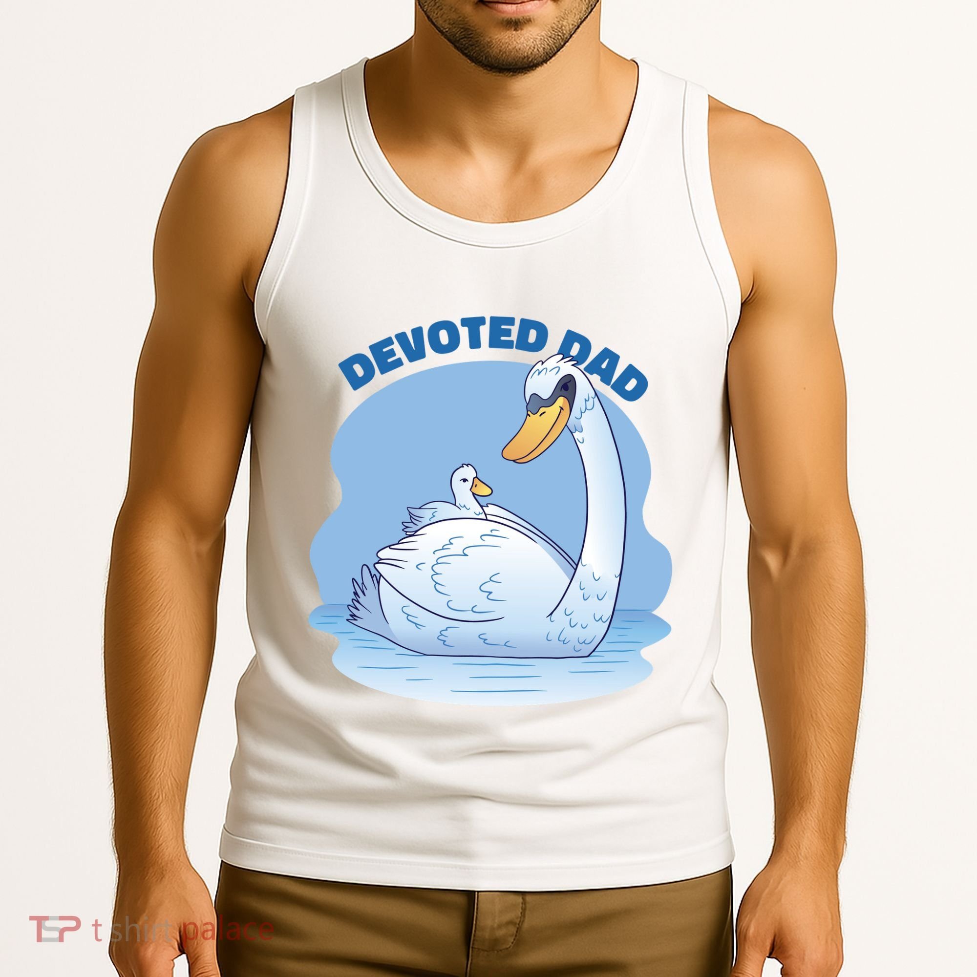 Devoted Dad Swan Fathers Day Gift Tank Top