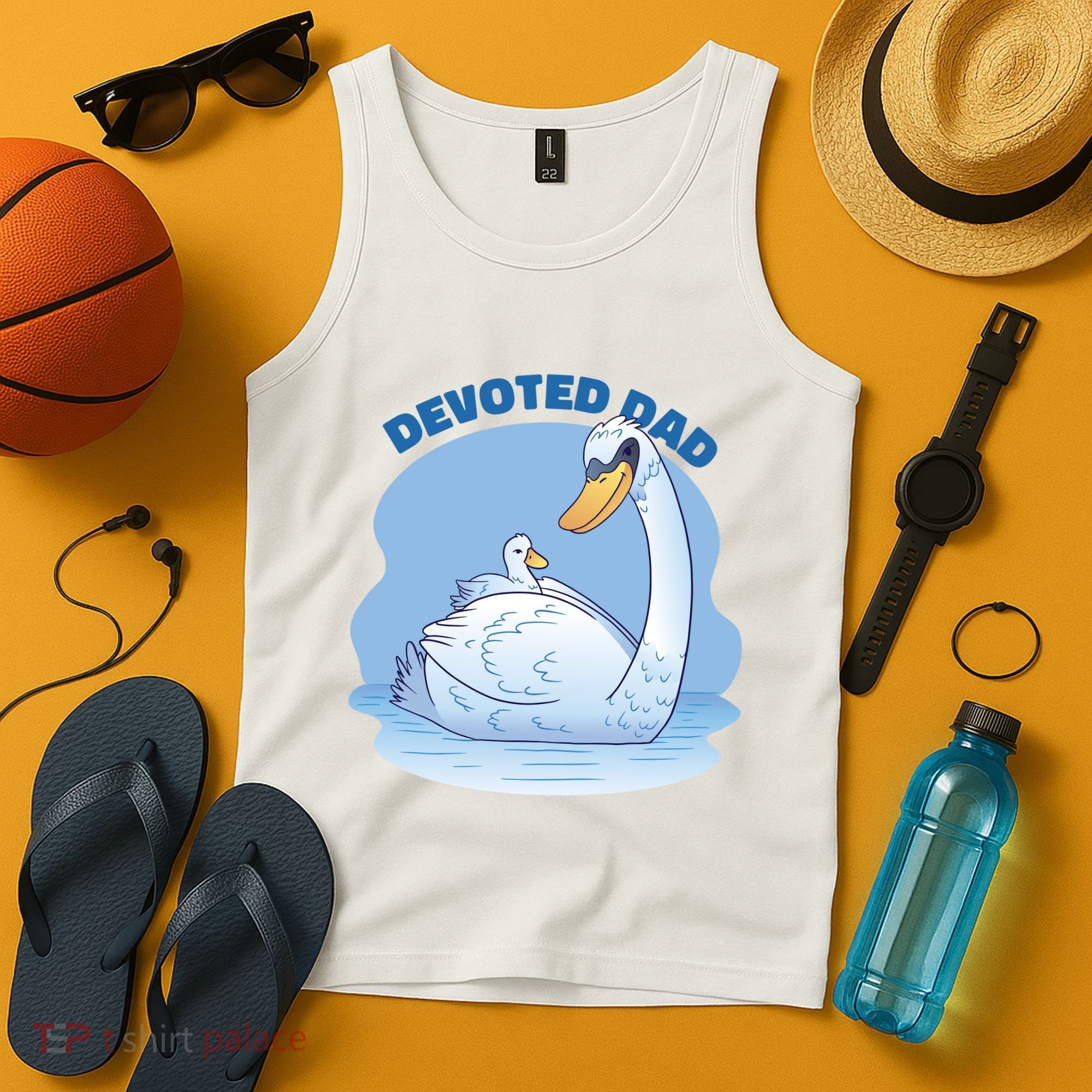 Devoted Dad Swan Fathers Day Gift Tank Top