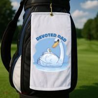Devoted Dad Swan Fathers Day Gift Golf Towel thumb 2