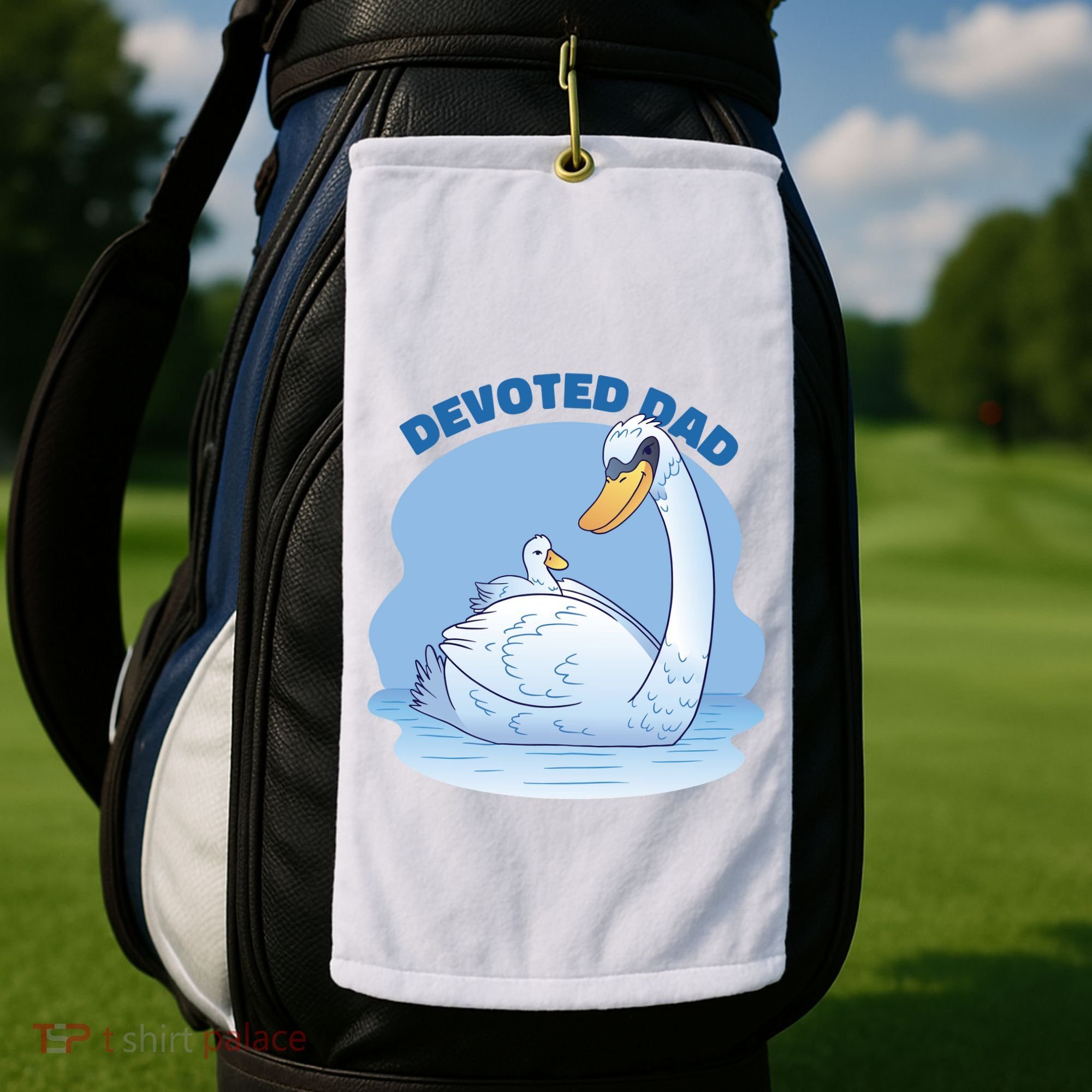 Devoted Dad Swan Fathers Day Gift Golf Towel