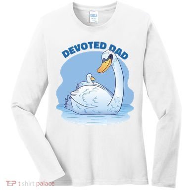 Devoted Dad Swan Fathers Day Gift Women's Long Sleeve Shirt