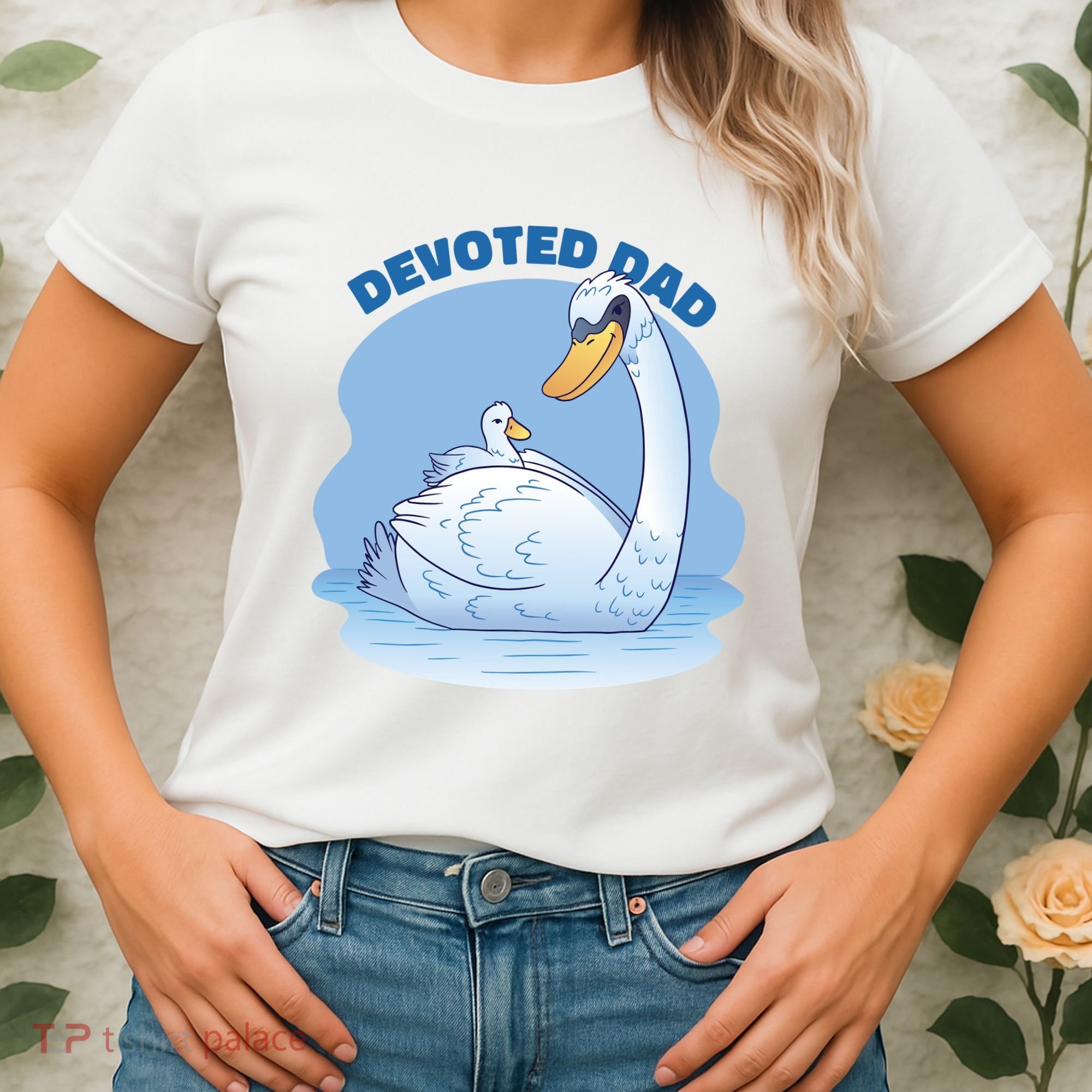 Devoted Dad Swan Fathers Day Gift Women's T-Shirt