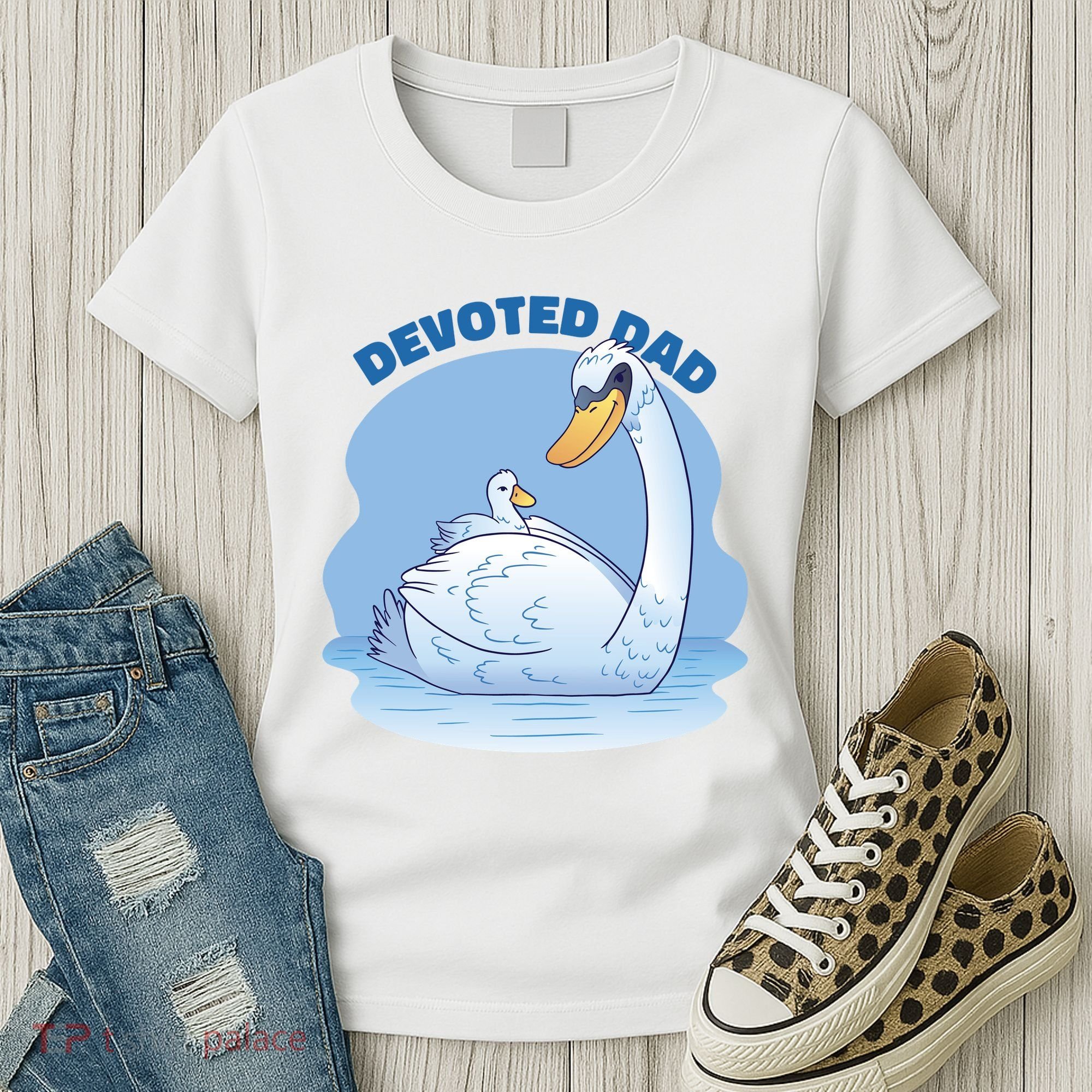 Devoted Dad Swan Fathers Day Gift Women's T-Shirt