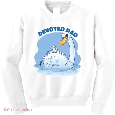 Devoted Dad Swan Fathers Day Gift Kids Sweatshirt