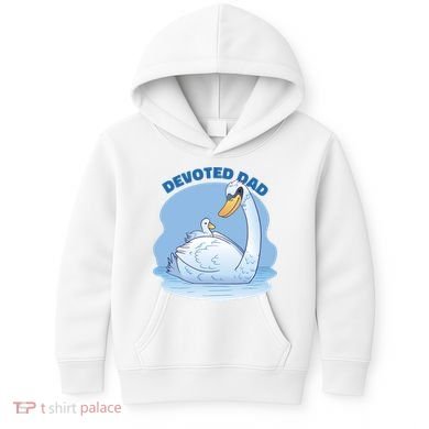Devoted Dad Swan Fathers Day Gift Kids Hoodie